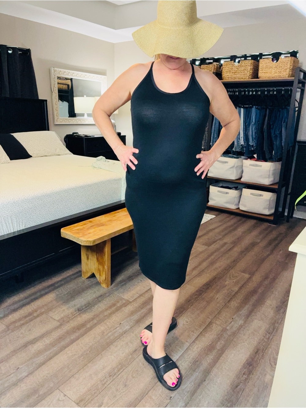 Goldray Sleeveless Black Maxi Bodycon Dress Large
